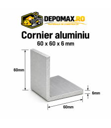 Cornier aluminiu 60 x 60 x 6 mm, 6 metri (EN AW-6060)